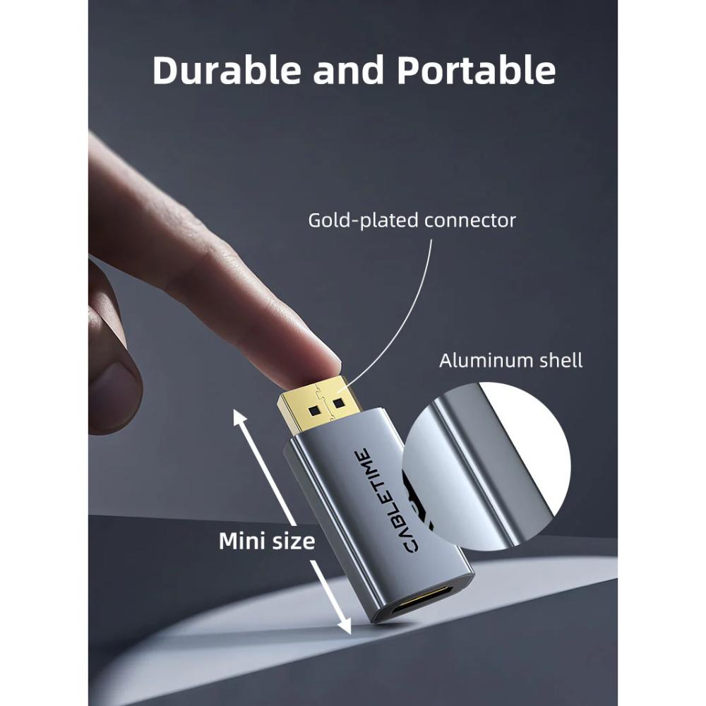 CABLETIME CP21B / CP22A | DisplayPort to HDMI Adapter | DP Male to HDMI Female | 4K@30Hz & 4K@60Hz