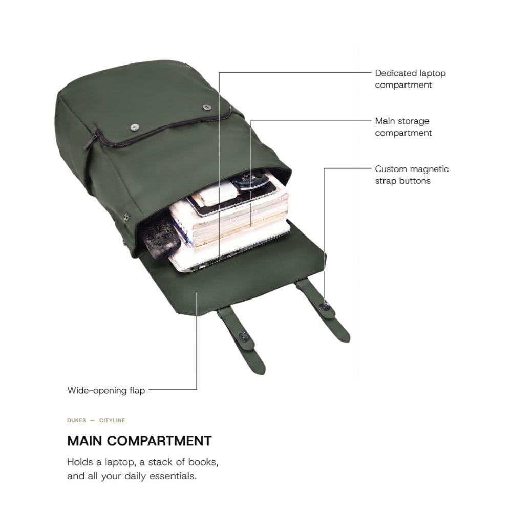 DUKES CITYLINE 22L Backpack | Premium PU Exterior | Water-Resistant | Dedicated Computer Interlayer | Magnetic Flap | Trolley Sleeve