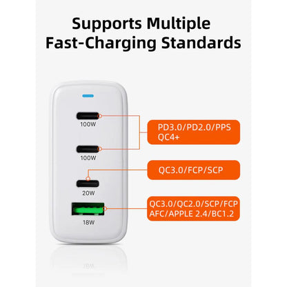 CABLETIME G120W 120W 4-Port GaN USB-C Wall Charger | 3× USB-C + 1× USB-A | 100W PD | EU Plug | Fast Charging for Laptop & Mobile