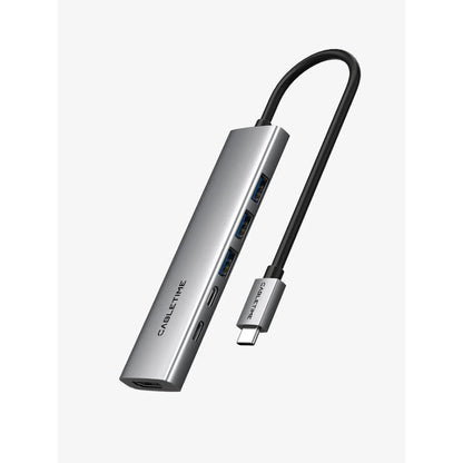 CABLETIME HB01G | 6-in-1 USB-C Hub | 4K HDMI | 100W PD | USB 3.0 Multiport Adapter