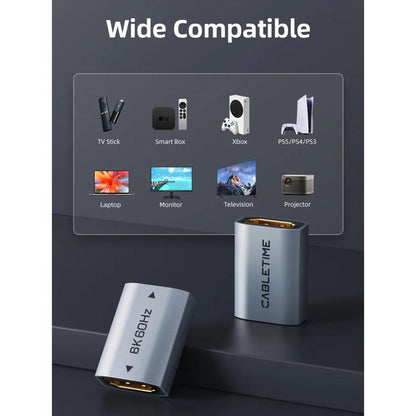 CABLETIME CP46U | HDMI 2.1 Coupler | 8K Female-to-Female Extender Adapter | 48Gbps
