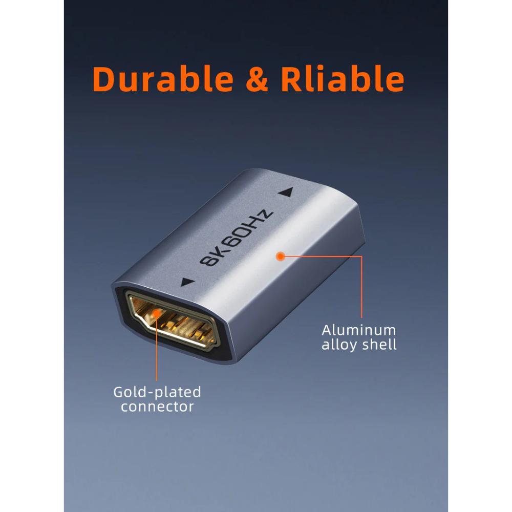 CABLETIME CP46U | HDMI 2.1 Coupler | 8K Female-to-Female Extender Adapter | 48Gbps