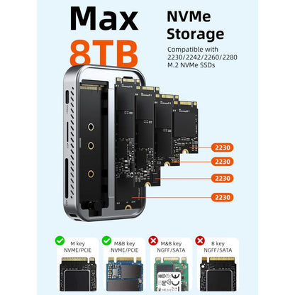 CABLETIME CB34S | 7-in-1 Magnetic USB-C Hub with NVMe SSD Enclosure | 4K60Hz HDMI | 10Gbps | 100W PD