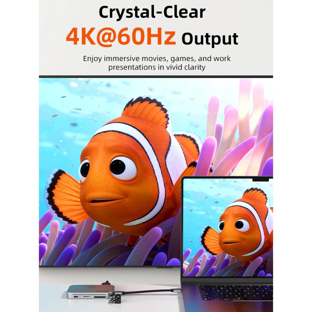 CABLETIME CB34S | 7-in-1 Magnetic USB-C Hub with NVMe SSD Enclosure | 4K60Hz HDMI | 10Gbps | 100W PD