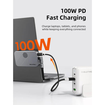 CABLETIME CB34S | 7-in-1 Magnetic USB-C Hub with NVMe SSD Enclosure | 4K60Hz HDMI | 10Gbps | 100W PD