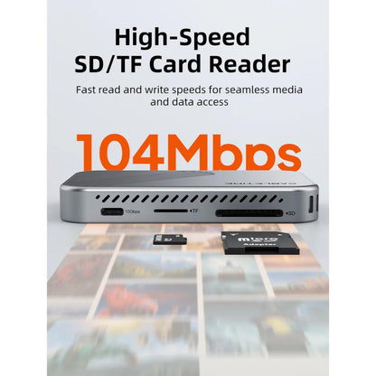 CABLETIME CB34S | 7-in-1 Magnetic USB-C Hub with NVMe SSD Enclosure | 4K60Hz HDMI | 10Gbps | 100W PD