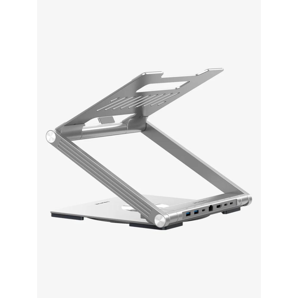 CABLETIME CS51S | Adjustable USB-C Laptop Docking Station Stand 6-in-1 | 4K HDMI, 100W PD, Gigabit Ethernet, 360° Rotation