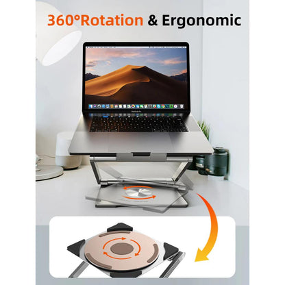 CABLETIME CS51S | Adjustable USB-C Laptop Docking Station Stand 6-in-1 | 4K HDMI, 100W PD, Gigabit Ethernet, 360° Rotation