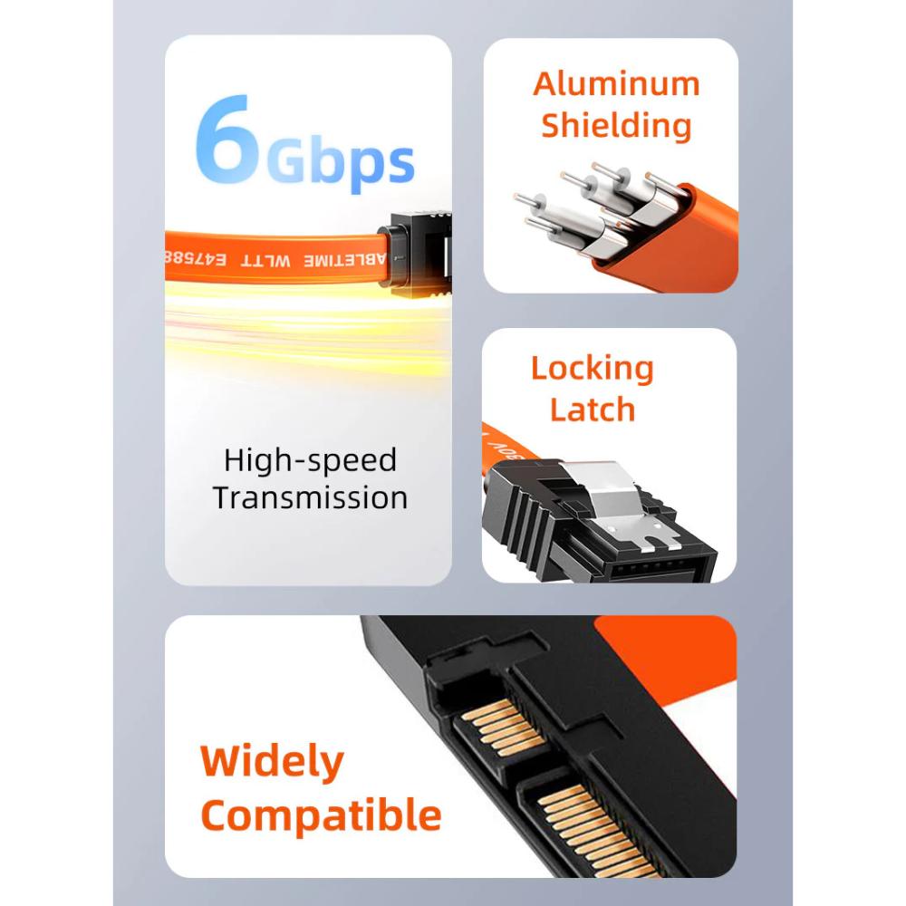CABLETIME CAS1E SATA 3.0 Cable | Right Angle | 6Gbps | 0.5M | SSD/HDD Data Cable