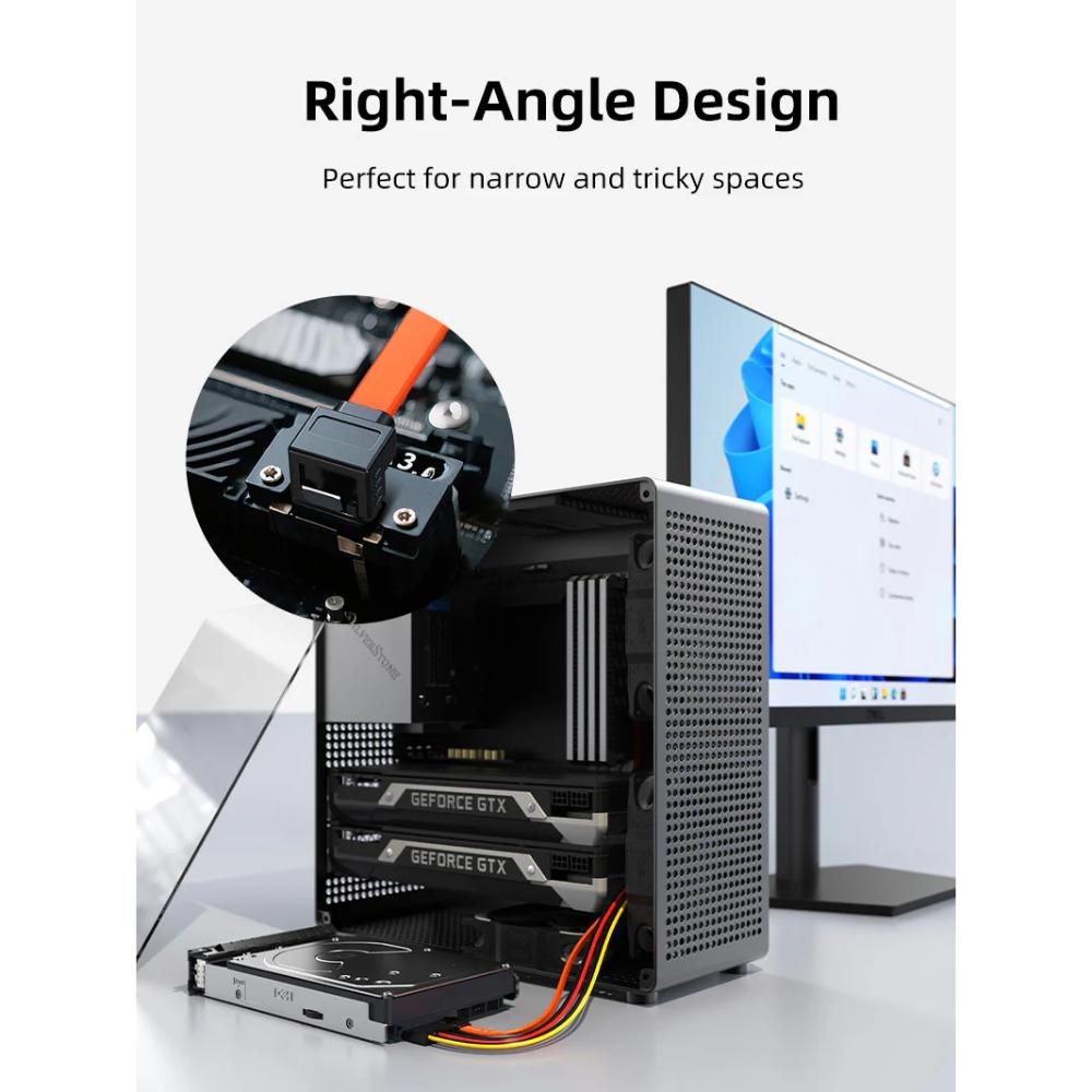 CABLETIME CAS1E SATA 3.0 Cable | Right Angle | 6Gbps | 0.5M | SSD/HDD Data Cable