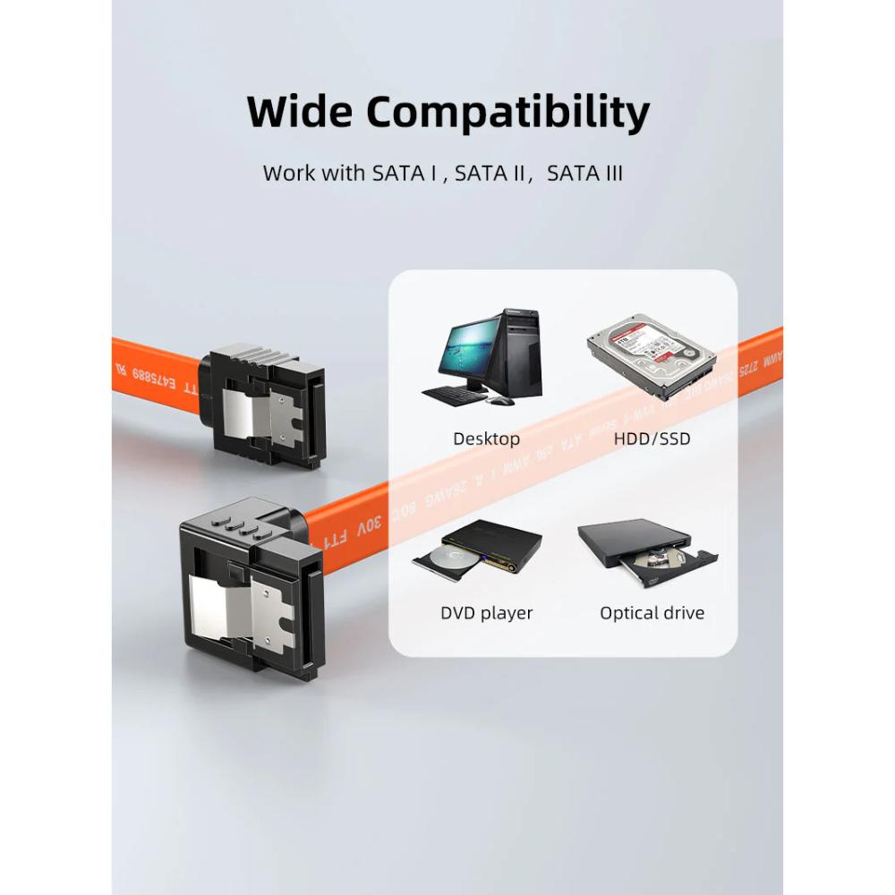 CABLETIME CAS1E SATA 3.0 Cable | Right Angle | 6Gbps | 0.5M | SSD/HDD Data Cable