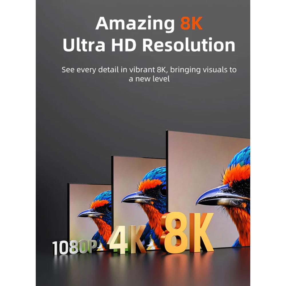 CABLETIME CH14 HDMI 2.1 Ultra-Slim Cable | 8K@60Hz, 4K@120Hz, 48Gbps, 3.8mm Design | 1M/2M/3M