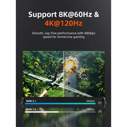 CABLETIME CH14 HDMI 2.1 Ultra-Slim Cable | 8K@60Hz, 4K@120Hz, 48Gbps, 3.8mm Design | 1M/2M/3M