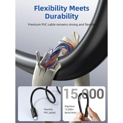 CABLETIME CT50G Thunderbolt 5 Cable | 0.8m | 120Gbps Peak | 240W PD | 8K60Hz | Intel Certified