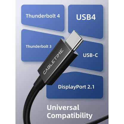 CABLETIME CT50G Thunderbolt 5 Cable | 0.8m | 120Gbps Peak | 240W PD | 8K60Hz | Intel Certified