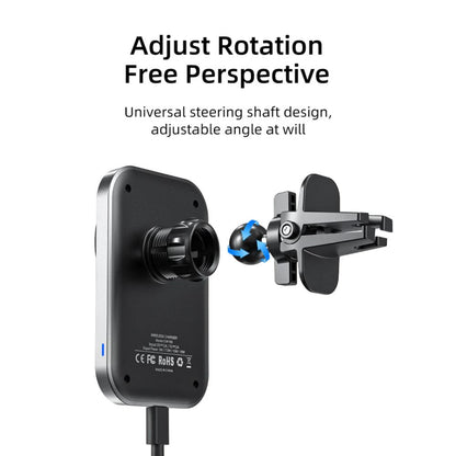 CABLETIME CE11B | Magsafe 15W Magnetic Wireless Car Charger Holder, 360° Rotation, Qi Wireless, ABS+PC