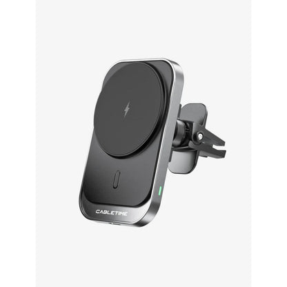 CABLETIME CE11B | Magsafe 15W Magnetic Wireless Car Charger Holder, 360° Rotation, Qi Wireless, ABS+PC