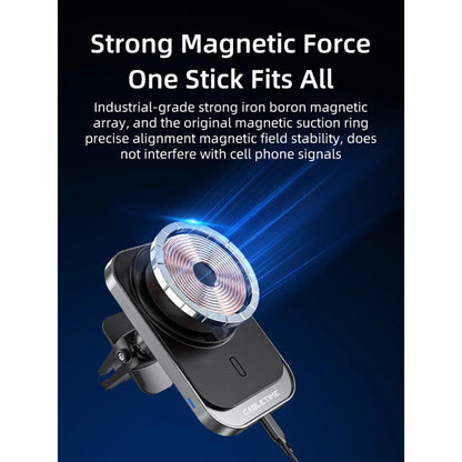 CABLETIME CE11B | Magsafe 15W Magnetic Wireless Car Charger Holder, 360° Rotation, Qi Wireless, ABS+PC
