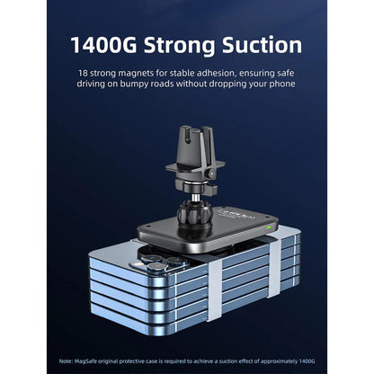 CABLETIME CE11B | Magsafe 15W Magnetic Wireless Car Charger Holder, 360° Rotation, Qi Wireless, ABS+PC