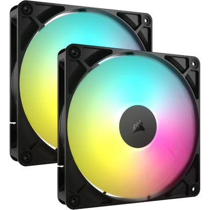 Corsair RS140 ARGB 140mm PWM Fans Dual Pack | Black & White | Larger, Quieter, Smarter Cooling with ARGB Simplicity