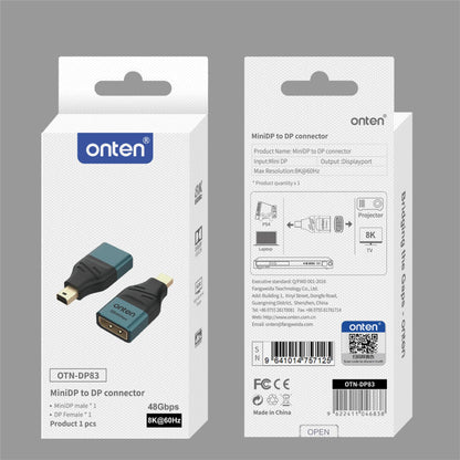 Onten OTN-DP83 | Mini DisplayPort to DisplayPort Adapter | 4K@60Hz | Gold-Plated Connectors | Plug & Play | Unidirectional | For MacBook, Surface, Graphics Cards, Monitors