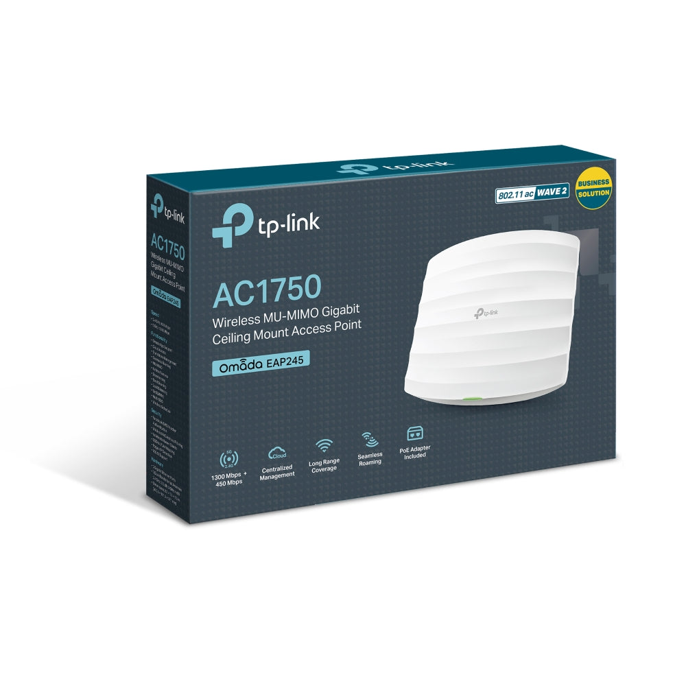 TP-Link EAP245 AC1750 Wireless MU-MIMO Gigabit Ceiling Mount Access Point