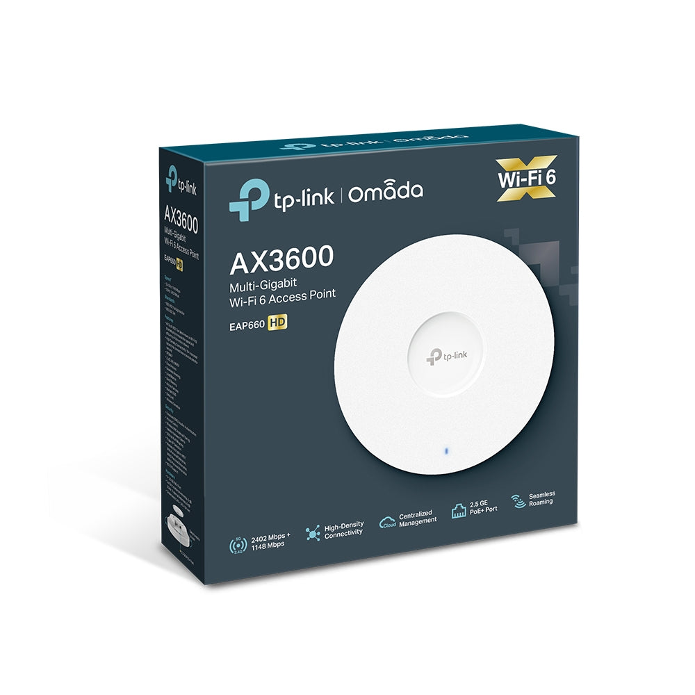 TP-Link EAP660 HD AX3600 Ceiling Mount WiFi 6 Access Point | High-Density, Multi-Gigabit Wireless with Centralized Cloud Management