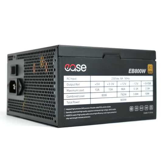 EASE EB800 800W APFC 80+ Bronze Power Supply | ATX PSU with 120mm Cooling Fan