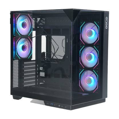 EASE EC125 Glass Gaming Case Black | Ultimate View with Premium Cooling & Vertical GPU Support