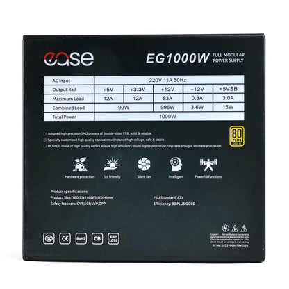 EASE EG1000W 1000W 80+ Gold Fully Modular Power Supply | ATX PSU with 140mm Cooling Fan