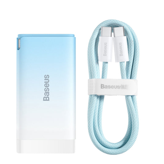 BASEUS GaN3 Pro | Fast Charger 65W (2×USB‑C + 1×USB‑A, CN Pin, Cloud Blue with Dynamic Series Cable)