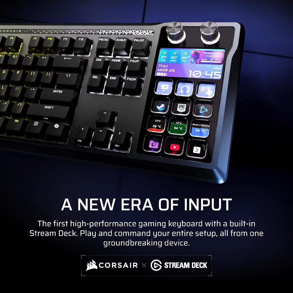 CORSAIR GALLEON 100 SD Stream Deck-Integrated Mechanical Gaming Keyboard | 8,000Hz Hyper-Polling | MLX Pulse Linear Switches | FlashTap SOCD | RGB