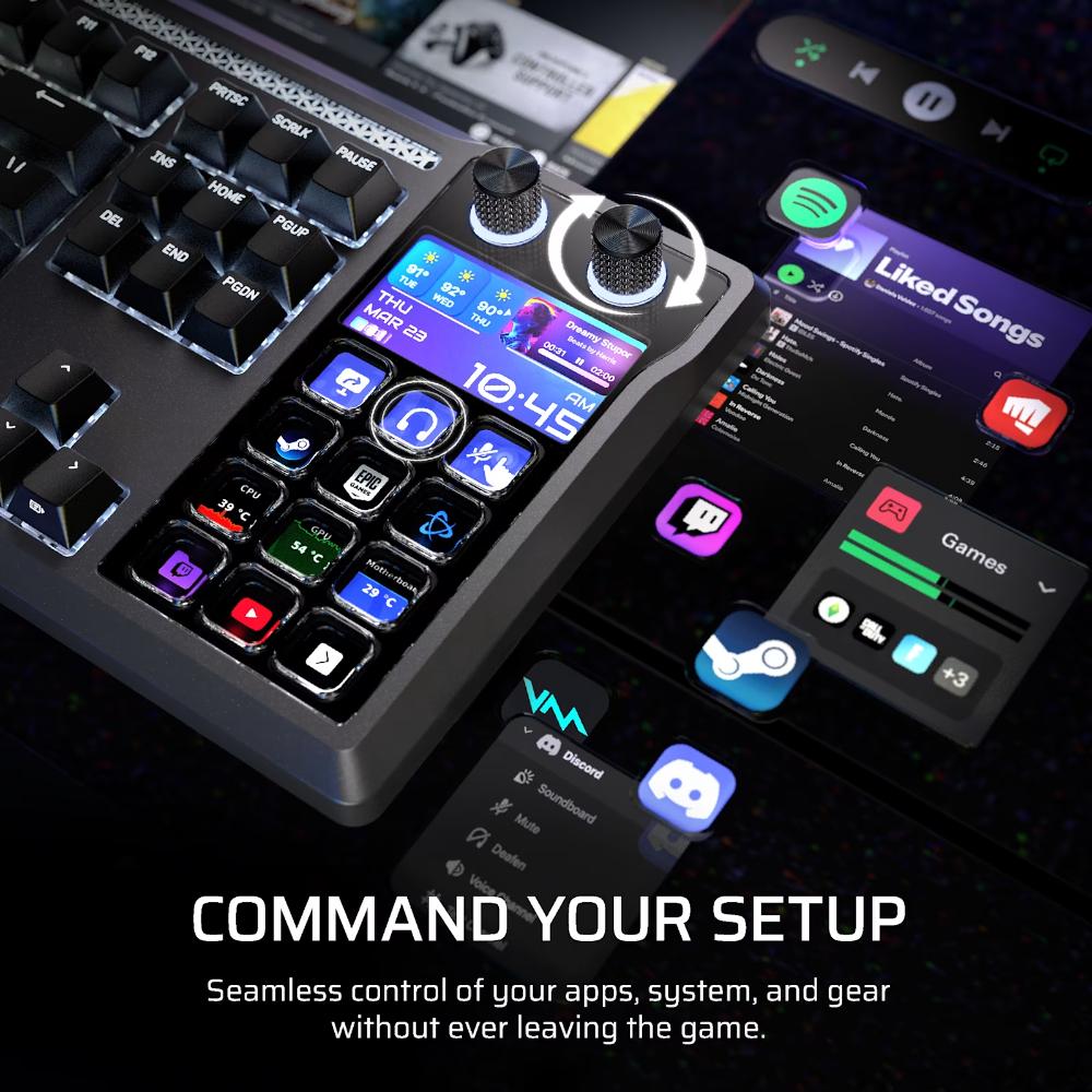 CORSAIR GALLEON 100 SD Stream Deck-Integrated Mechanical Gaming Keyboard | 8,000Hz Hyper-Polling | MLX Pulse Linear Switches | FlashTap SOCD | RGB