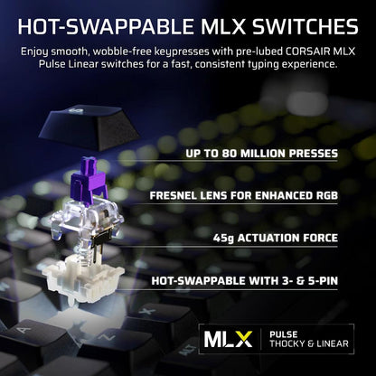CORSAIR GALLEON 100 SD Stream Deck-Integrated Mechanical Gaming Keyboard | 8,000Hz Hyper-Polling | MLX Pulse Linear Switches | FlashTap SOCD | RGB