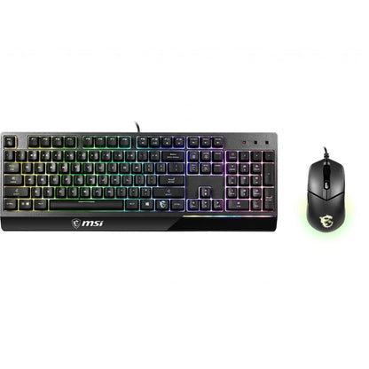 MSI Vigor GK30 Combo | Gaming Keyboard &amp; Mouse Set | RGB Backlighting | Mechanical-Like Plunger Switches | Water-Resistant Keyboard | 6,000 DPI Optical Mouse | Ergonomic Design | USB Wired | Black | For Casual and Competitive Gaming