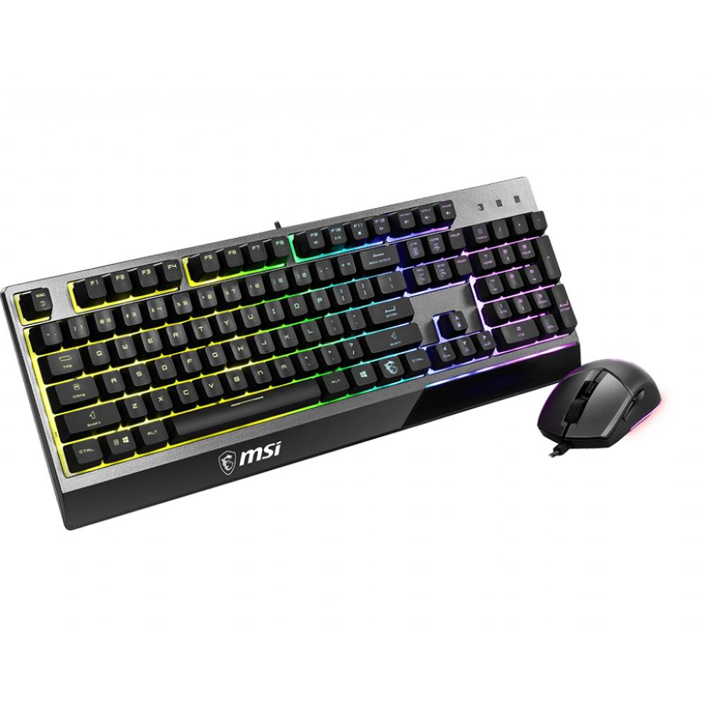 MSI Vigor GK30 Combo | Gaming Keyboard &amp; Mouse Set | RGB Backlighting | Mechanical-Like Plunger Switches | Water-Resistant Keyboard | 6,000 DPI Optical Mouse | Ergonomic Design | USB Wired | Black | For Casual and Competitive Gaming