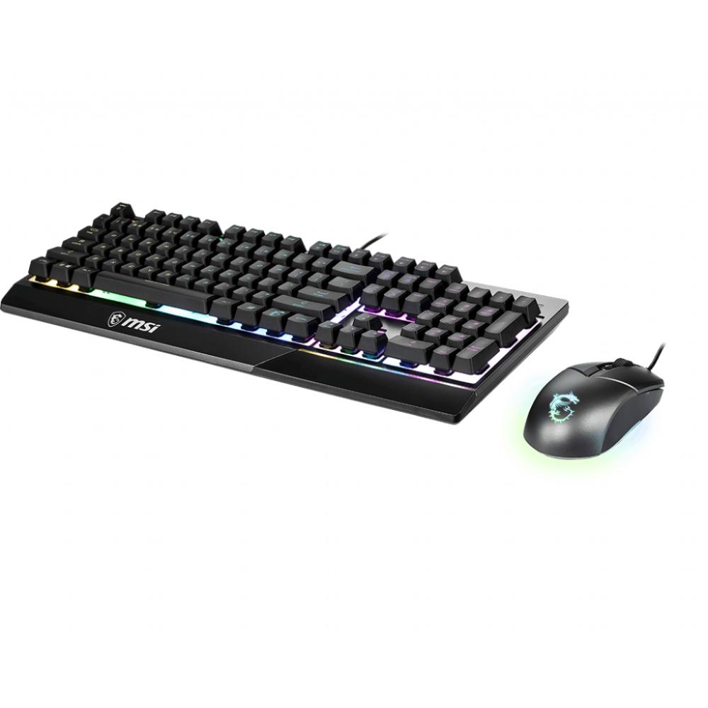 MSI Vigor GK30 Combo | Gaming Keyboard &amp; Mouse Set | RGB Backlighting | Mechanical-Like Plunger Switches | Water-Resistant Keyboard | 6,000 DPI Optical Mouse | Ergonomic Design | USB Wired | Black | For Casual and Competitive Gaming