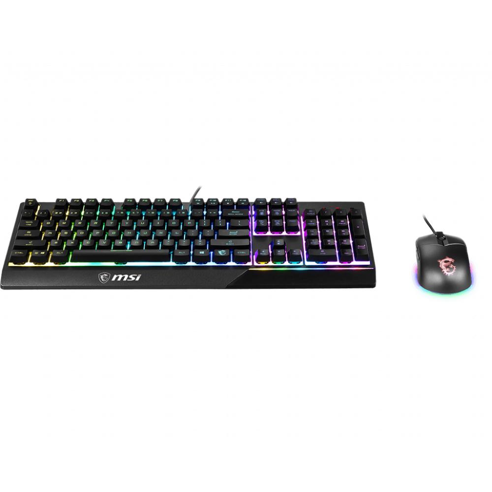 MSI Vigor GK30 Combo | Gaming Keyboard &amp; Mouse Set | RGB Backlighting | Mechanical-Like Plunger Switches | Water-Resistant Keyboard | 6,000 DPI Optical Mouse | Ergonomic Design | USB Wired | Black | For Casual and Competitive Gaming