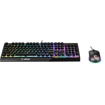 MSI Vigor GK30 Combo | Gaming Keyboard &amp; Mouse Set | RGB Backlighting | Mechanical-Like Plunger Switches | Water-Resistant Keyboard | 6,000 DPI Optical Mouse | Ergonomic Design | USB Wired | Black | For Casual and Competitive Gaming