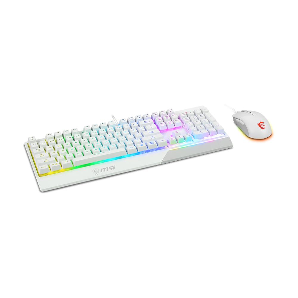 MSI Vigor GK30 White Combo Gaming Keyboard & Mouse | RGB Backlighting, Mechanical-Like Switches, Water-Resistant Design