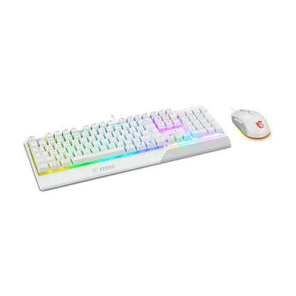 MSI Vigor GK30 White Combo Gaming Keyboard & Mouse | RGB Backlighting, Mechanical-Like Switches, Water-Resistant Design