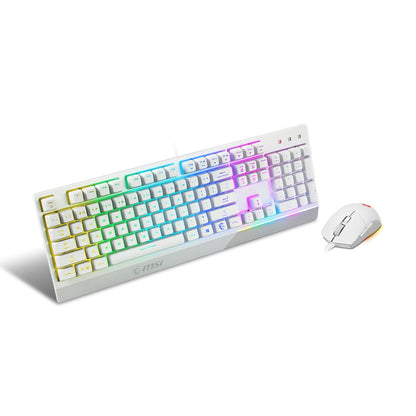 MSI Vigor GK30 White Combo Gaming Keyboard & Mouse | RGB Backlighting, Mechanical-Like Switches, Water-Resistant Design