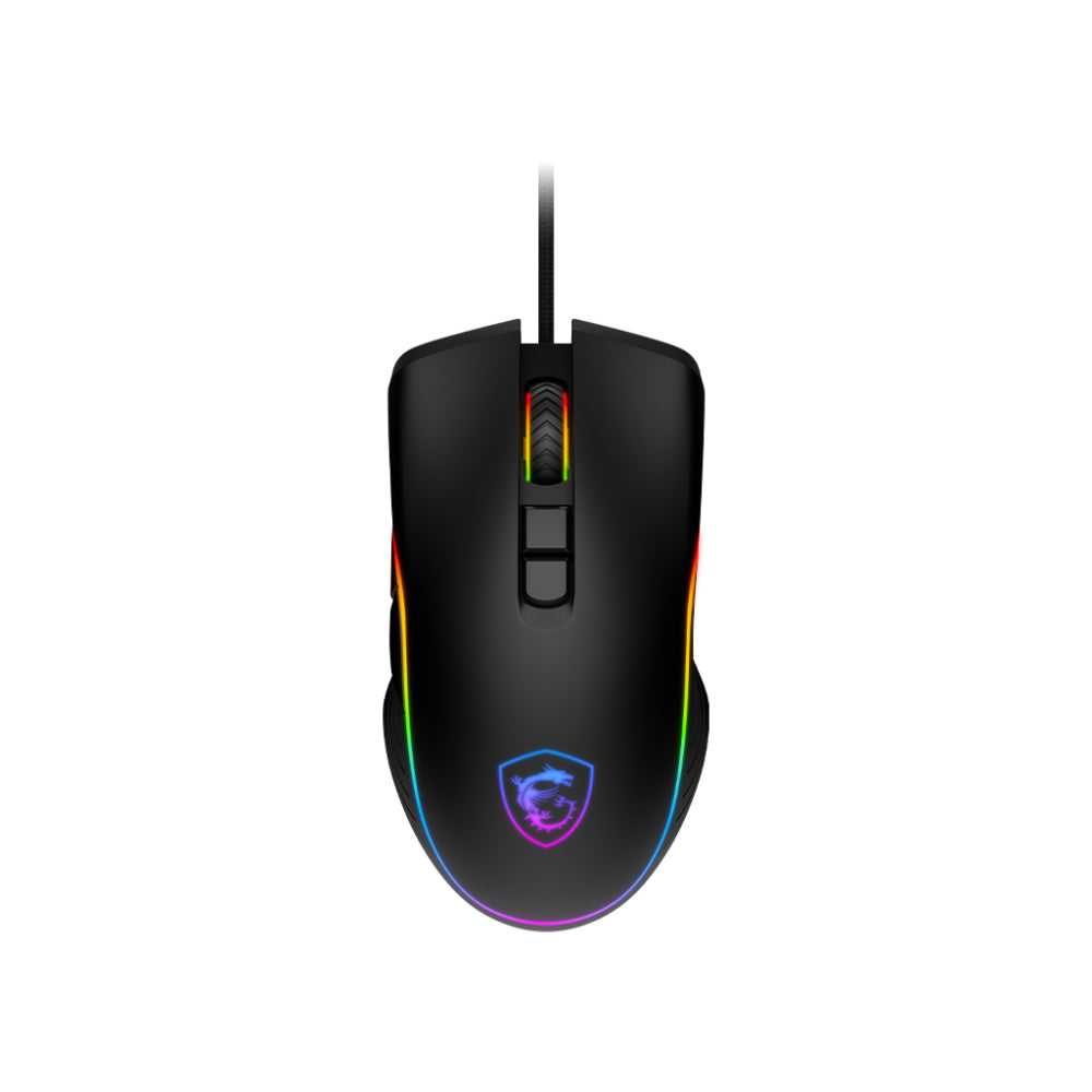 MSI FORGE GM300 | Lightweight RGB Gaming Mouse | 6 Programmable Buttons | 6400 DPI Optical Sensor | Omron Switches | RGB Mystic Light | Ergonomic Design | USB Wired | Black | For FPS, MOBA, and Competitive Gaming