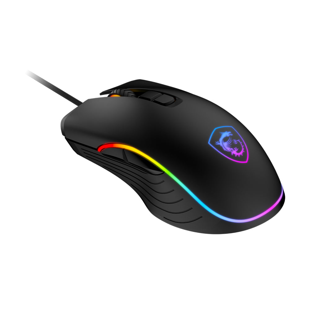 MSI FORGE GM300 | Lightweight RGB Gaming Mouse | 6 Programmable Buttons | 6400 DPI Optical Sensor | Omron Switches | RGB Mystic Light | Ergonomic Design | USB Wired | Black | For FPS, MOBA, and Competitive Gaming