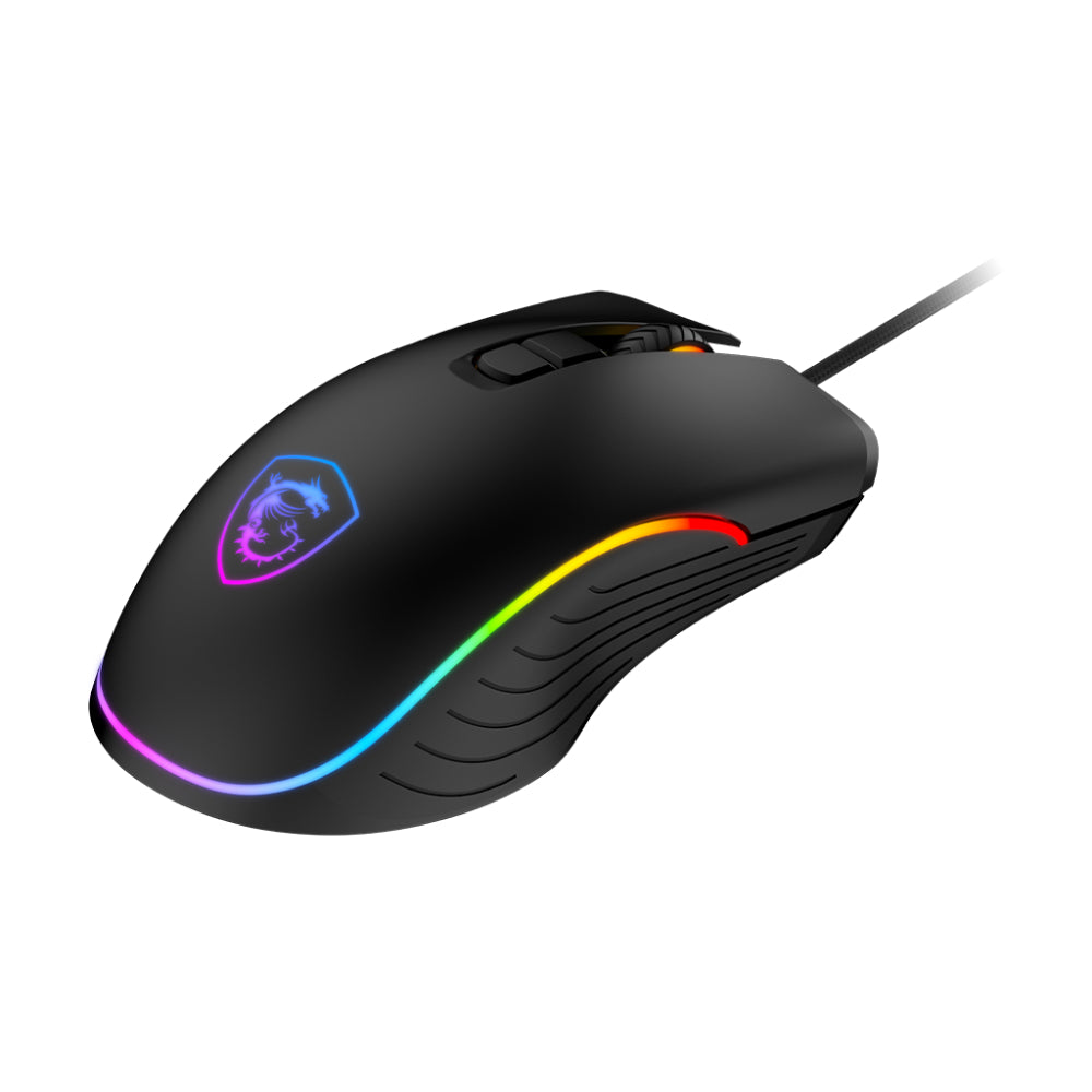 MSI FORGE GM300 | Lightweight RGB Gaming Mouse | 6 Programmable Buttons | 6400 DPI Optical Sensor | Omron Switches | RGB Mystic Light | Ergonomic Design | USB Wired | Black | For FPS, MOBA, and Competitive Gaming