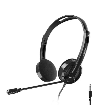 Rapoo H101 Wired Stereo Headset | 3.5mm Jack, Noise-Reducing Mic, Lightweight, On-Ear Comfort