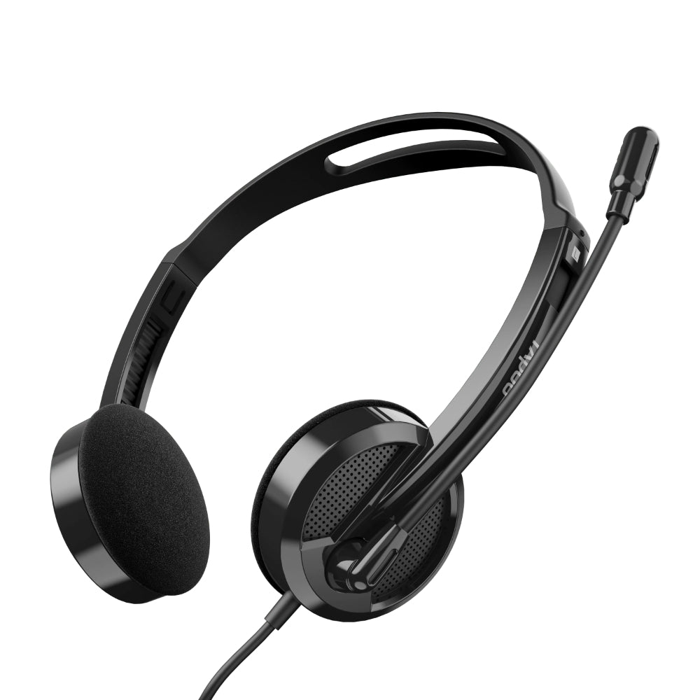 Rapoo H101 Wired Stereo Headset | 3.5mm Jack, Noise-Reducing Mic, Lightweight, On-Ear Comfort