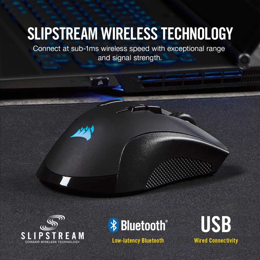CORSAIR IRONCLAW RGB WIRELESS Gaming Mouse | 18,000 DPI PMW3391 Optical Sensor | SLIPSTREAM Wireless | Bluetooth | USB Wired | RGB
