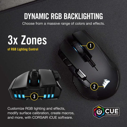 CORSAIR IRONCLAW RGB WIRELESS Gaming Mouse | 18,000 DPI PMW3391 Optical Sensor | SLIPSTREAM Wireless | Bluetooth | USB Wired | RGB