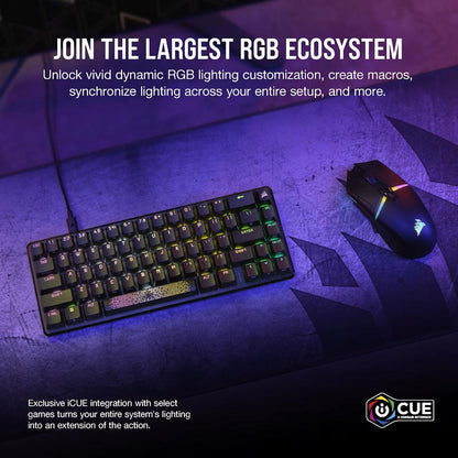 CORSAIR K65 PRO MINI RGB 65% Optical-Mechanical Gaming Keyboard | CORSAIR OPX Switches | 8000Hz Report Rate | 67 Keys | NKRO | 8MB Memory